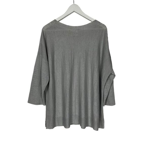 J. Jill Silver Linen Blend Boxy Oversized Sweater size Large - Picture 3 of 8